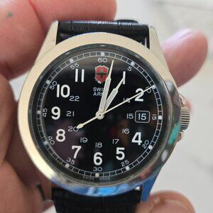 Victorinox Swiss Army 241963 Heritage Black Dial Leather Strap Date Men's Watch